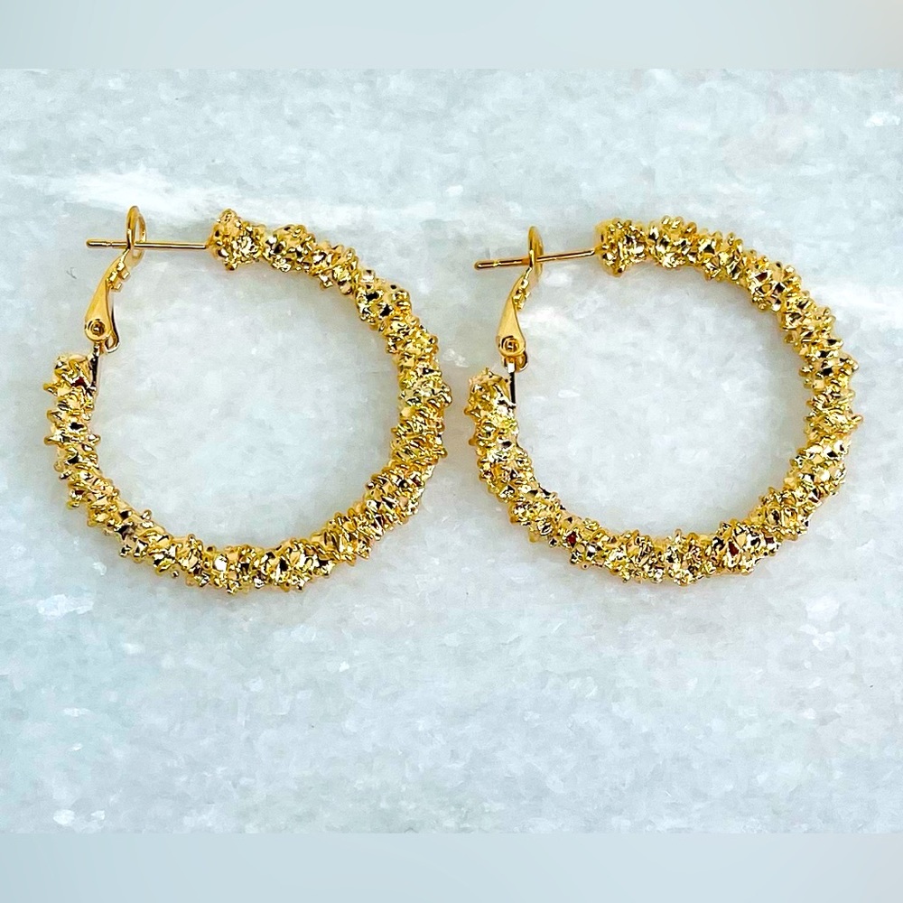 18k Yellow Gold Plated Hoop Earrings Jewelry Circular Earrings 18 Karat 18 Carat